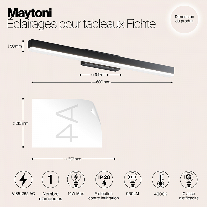 Интерьерная подсветка подсветка картины Maytoni MIR012WL-L14B4K