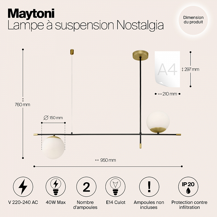 Светильник двойной Maytoni MOD048PL-02G