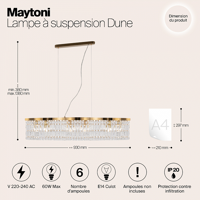 Светильник большой Maytoni DIA005PL-06G