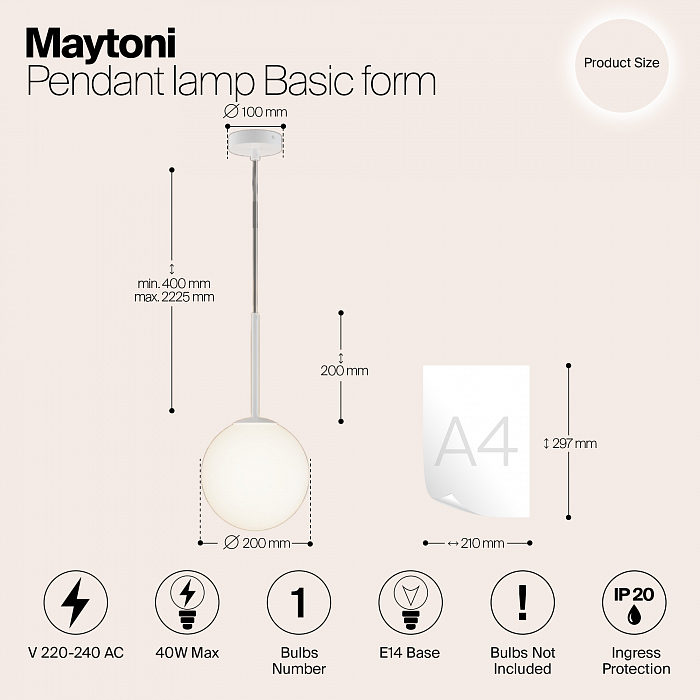 Светильник одинарный Maytoni MOD321PL-01W1