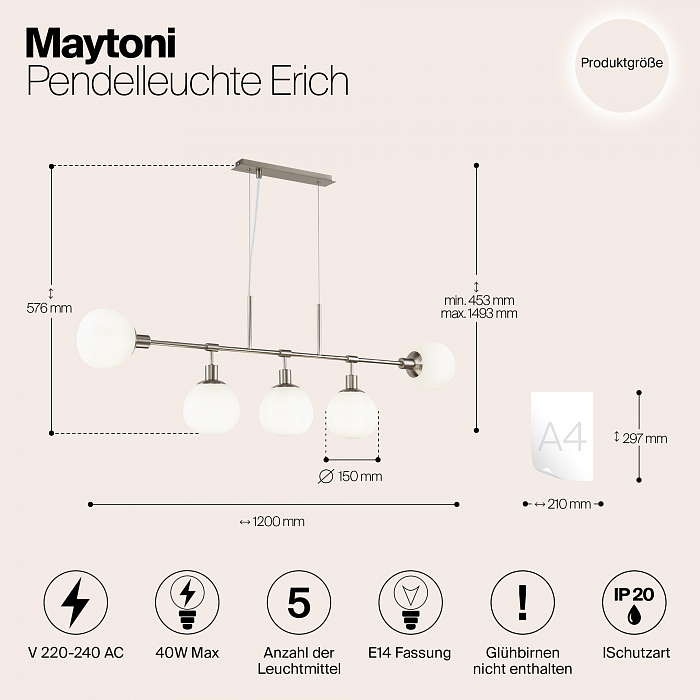Светильник большой Maytoni MOD221-PL-05-N