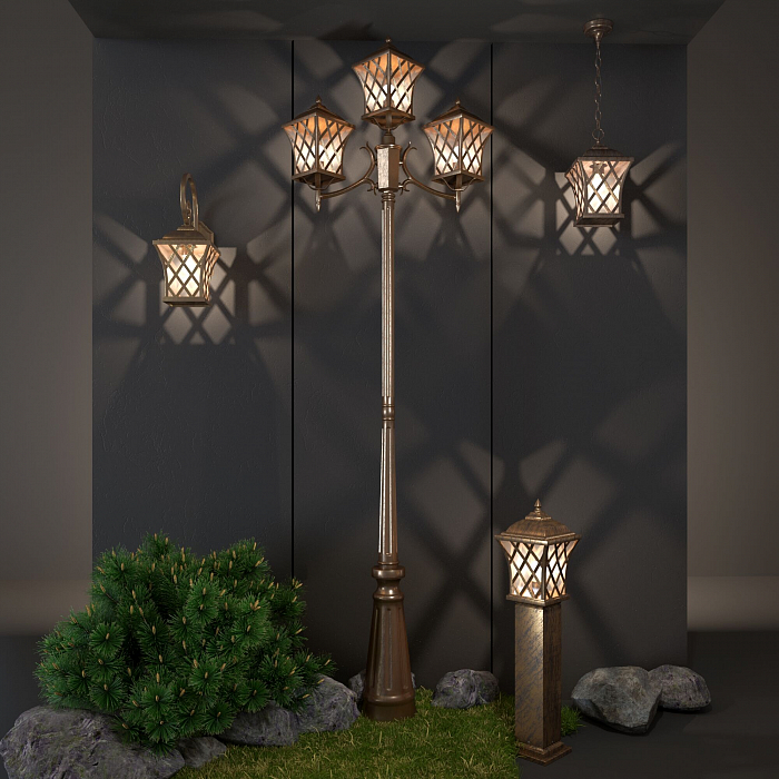 Cassiopeya F черное золото ландшафтный светильник IP44 GL 1018F Уличный светильник на столбе Elektrostandard GL 1018F