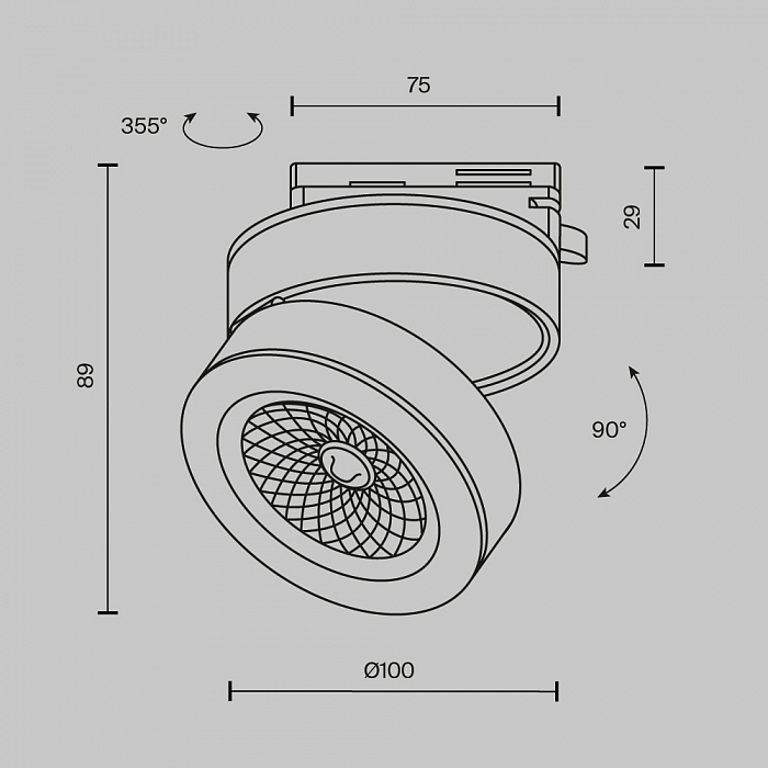 Трековая система Трековый светильник Technical TR006-1-12W3K-B