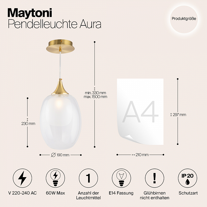 Светильник одинарный Maytoni MOD016PL-01BS