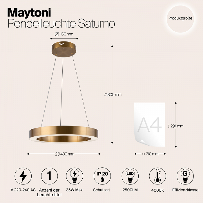 Светильник подвесная Maytoni MOD415PL-L36BS4K