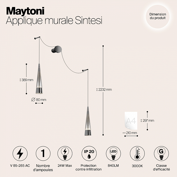 Бра на 2 лампы Maytoni P090WL-L24CH3K