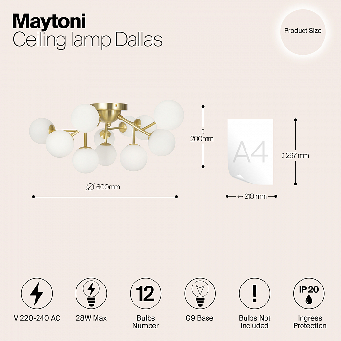 Светильник потолочная Maytoni MOD545CL-12BS
