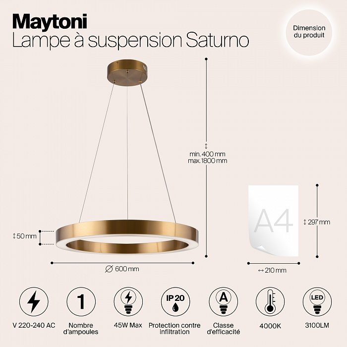 Светильник подвесная Maytoni MOD415PL-L45BS4K
