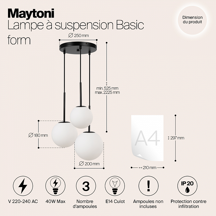 Светильник тройной Maytoni MOD321PL-03B