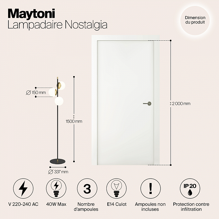 Торшер на 2 и более ламп Maytoni MOD048FL-03G