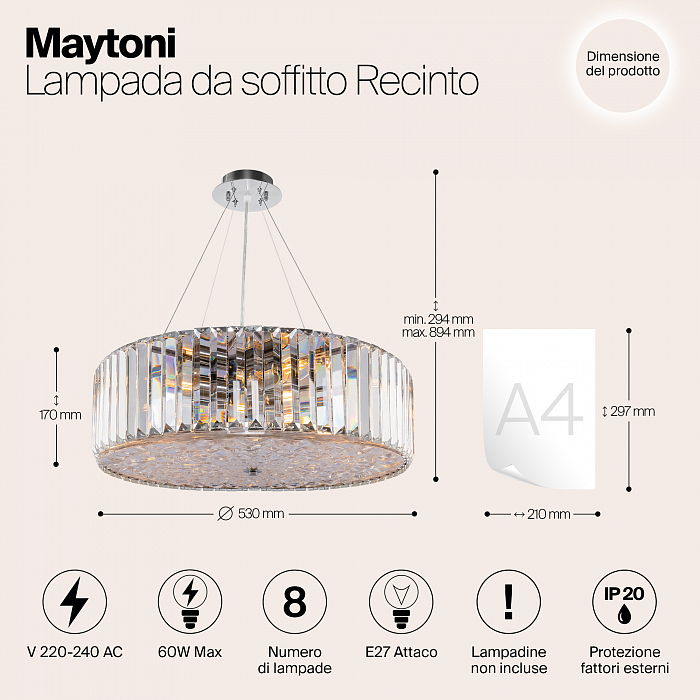 Светильник подвесная Maytoni MOD080CL-08CH