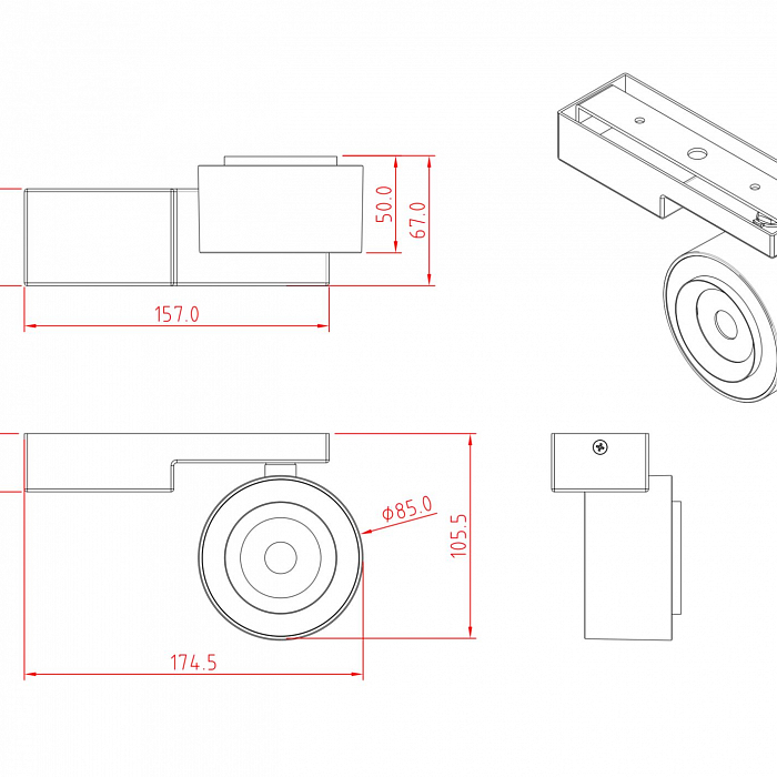 Светильник накладной Technical C062CL-L12W4K