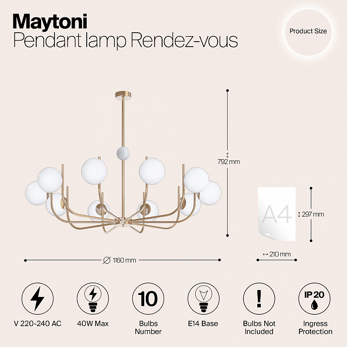 Светильник подвесная Maytoni MOD109PL-10BS