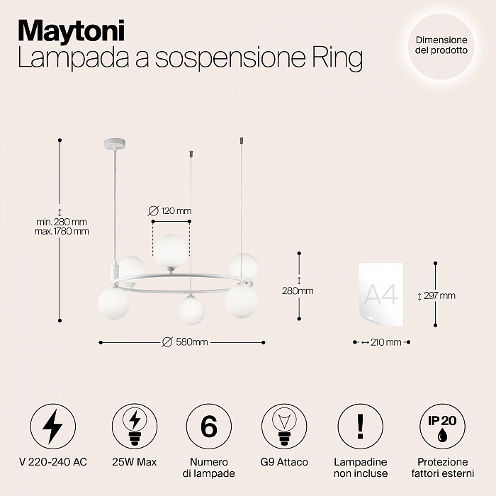 Светильник подвесная Maytoni MOD013PL-06W