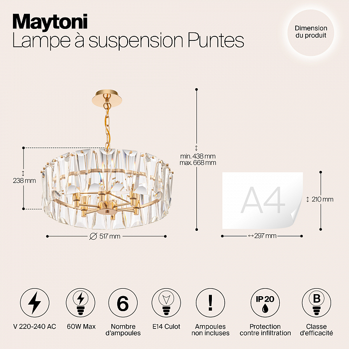 Светильник подвесная Maytoni MOD043PL-06G