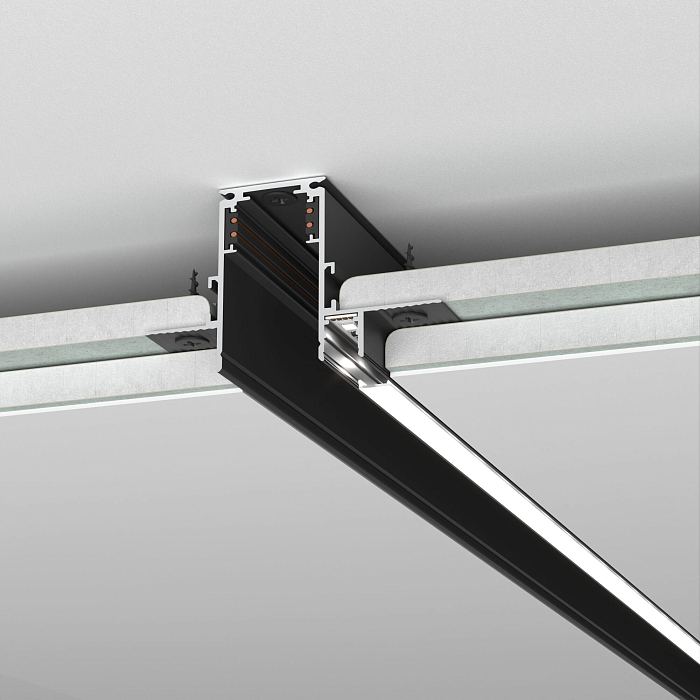 Slim Magnetic Шинопровод встраиваемый с местом под светодиодную ленту чёрный 2м 85132/00 Трековая система Elektrostandard 85132/00