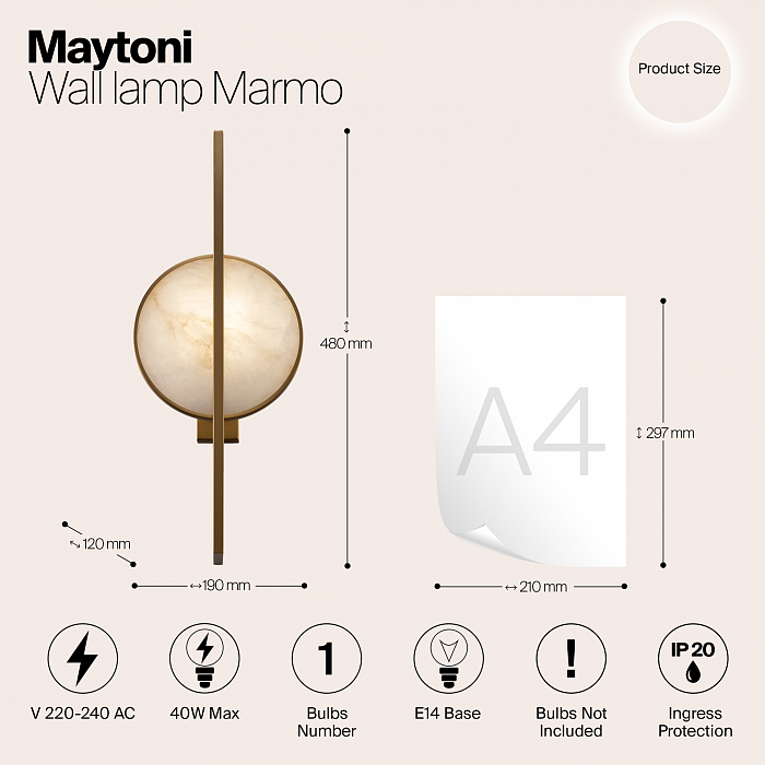 Бра на 1 лампу Maytoni MOD099WL-01G