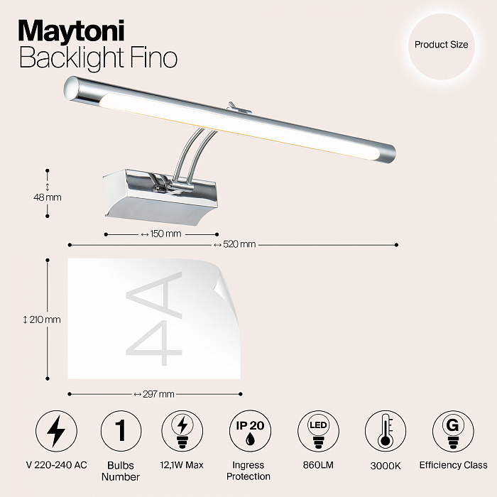 Интерьерная подсветка подсветка картины Maytoni MIR003WL-L12CH