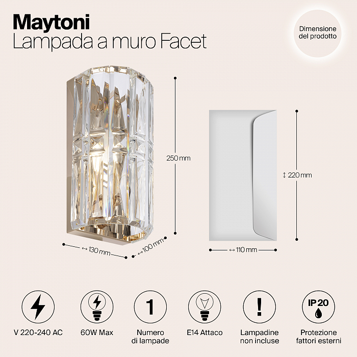 Бра на 1 лампу Maytoni MOD094WL-01G