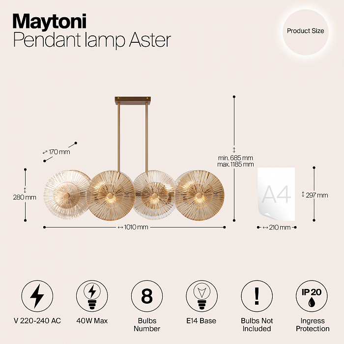 Светильник большой Maytoni MOD007PL-08G1