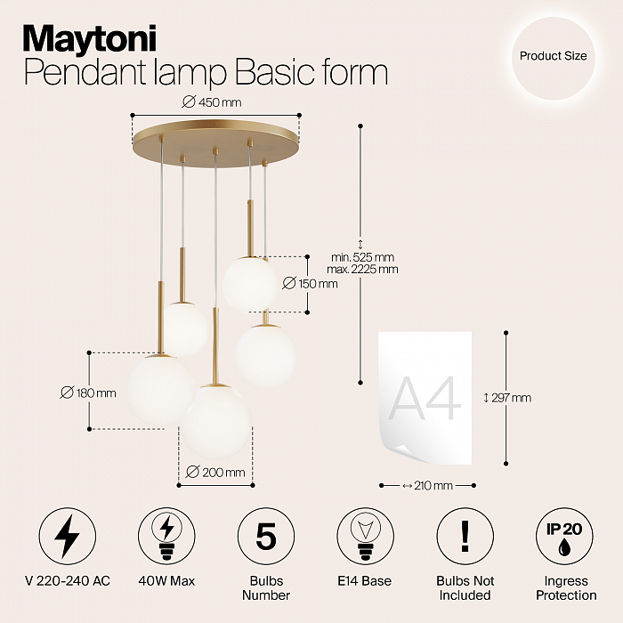 Светильник большой Maytoni MOD321PL-05G1