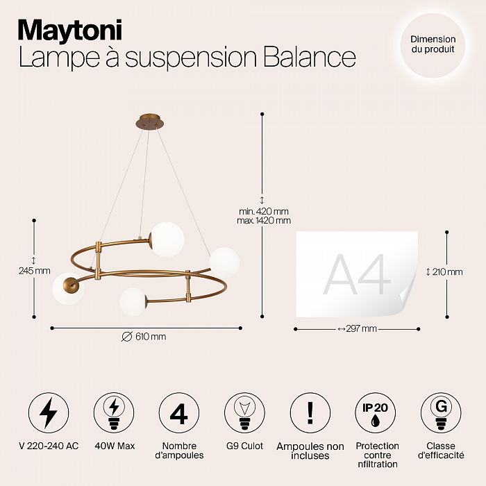 Светильник подвесная Maytoni MOD317PL-04G