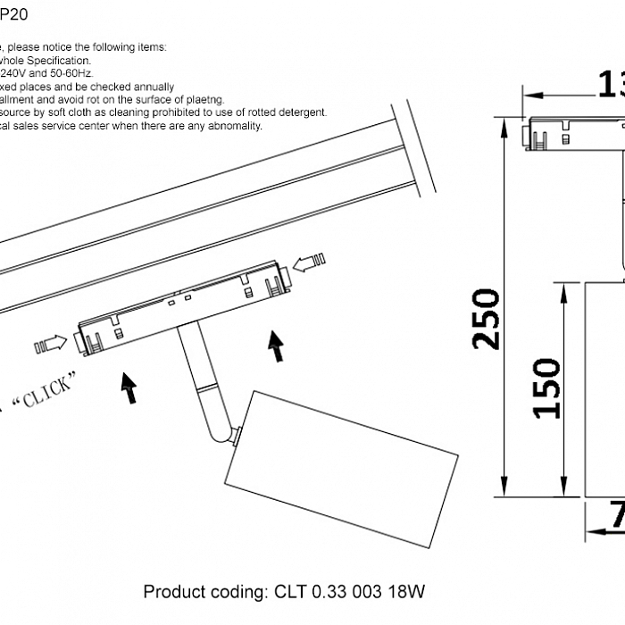 Светильник Crystal Lux CLT 0.33 003 18W BL 3000K