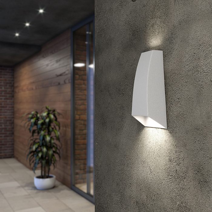 Уличный настенный светодиодный светильник 1016 TECHNO белый Уличный светильник настенный Elektrostandard 1016 TECHNO белый