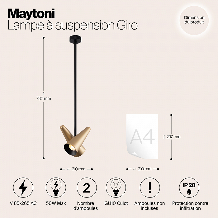 Светильник одинарный Maytoni MOD095PL-02BS