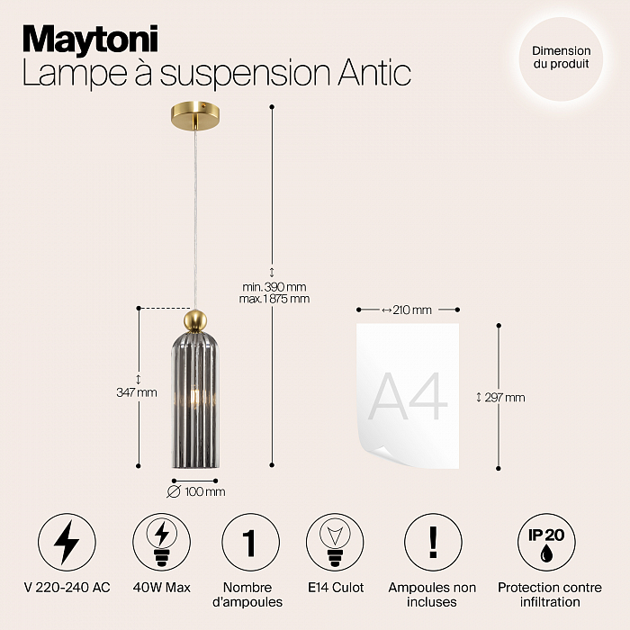 Светильник одинарный Maytoni MOD302PL-01GR