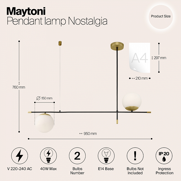 Светильник двойной Maytoni MOD048PL-02G