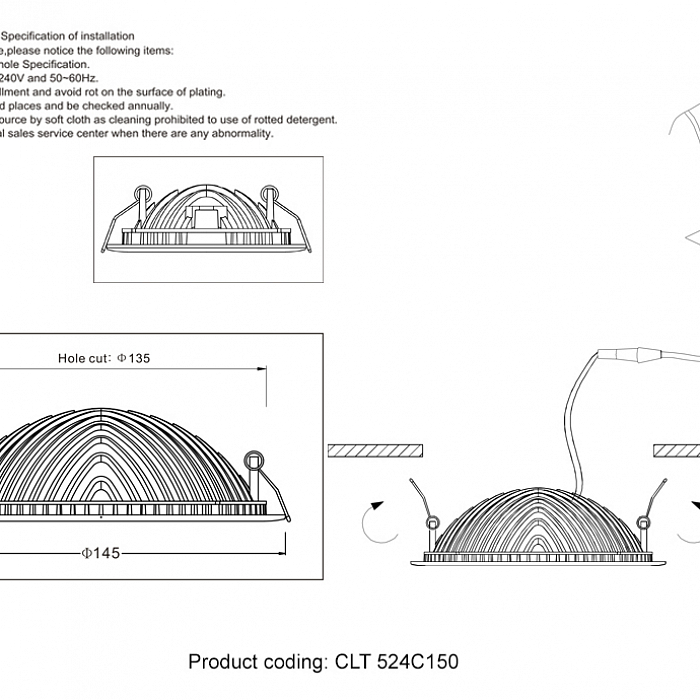 Светильник встраиваемый Crystal Lux CLT 524C150 WH