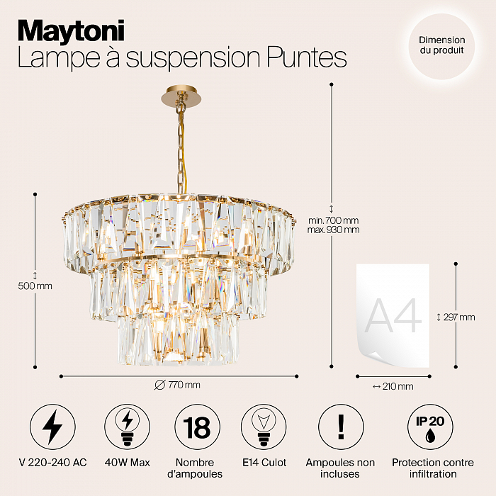 Светильник подвесная Maytoni MOD043PL-18G