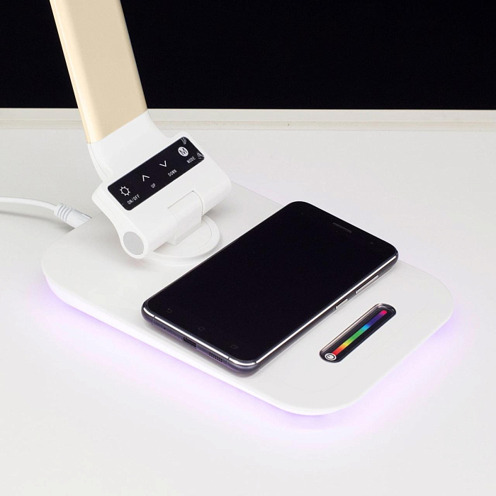 CL803012 Ньютон Бел-Золотой, RGB+USB+Qi Настольная лампа для школьников  CL803012