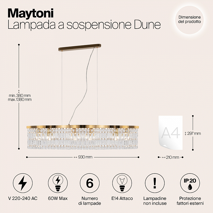 Светильник большой Maytoni DIA005PL-06G