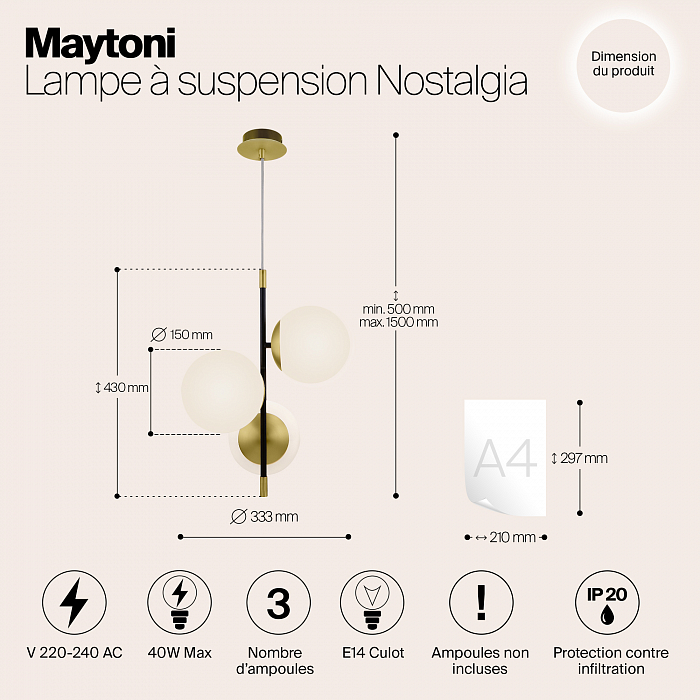 Светильник одинарный Maytoni MOD048PL-03G