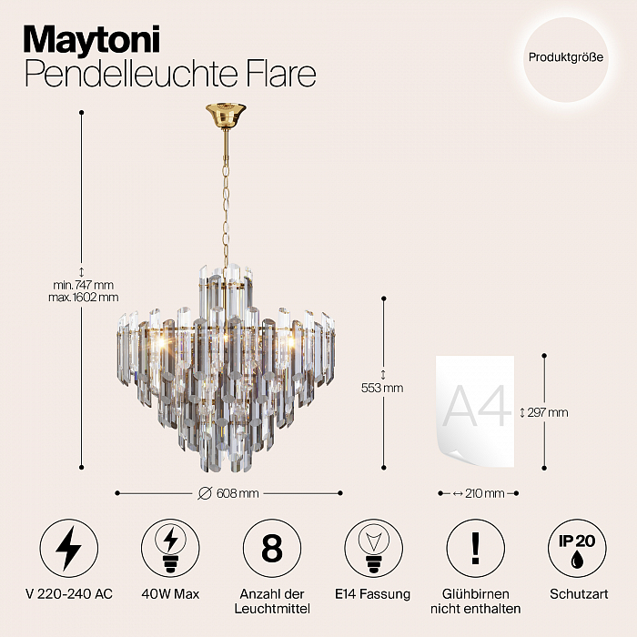Светильник подвесная Maytoni DIA200PL-08G