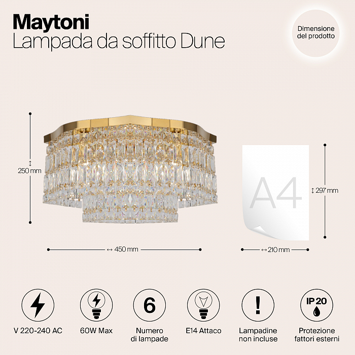 Светильник потолочная Maytoni DIA005CL-06G