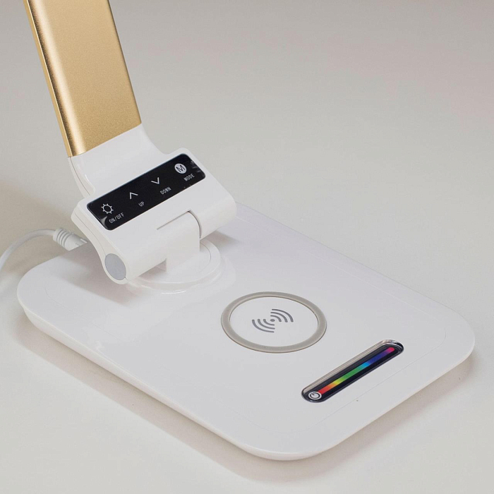 CL803012 Ньютон Бел-Золотой, RGB+USB+Qi Настольная лампа для школьников  CL803012