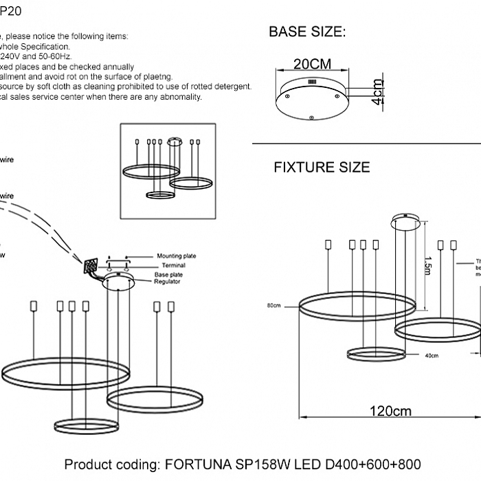 Люстра Crystal Lux FORTUNA SP158W LED D400+600+800 GOLD