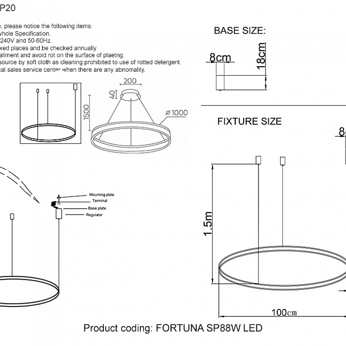 Люстра Crystal Lux FORTUNA SP88W LED BLACK