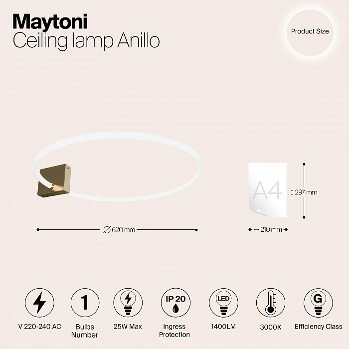 Светильник светодиодный Maytoni MOD315CL-L25G3K