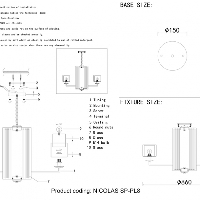 Люстра подвесная Crystal Lux NICOLAS SP-PL8 GOLD/WHITE