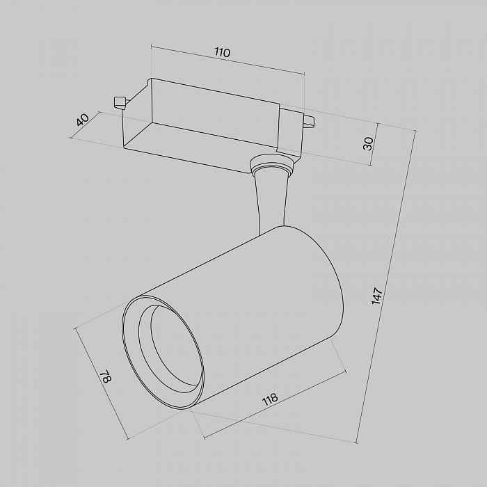Трековая система Трековый светильник Technical TR003-1-10W3K-M-B