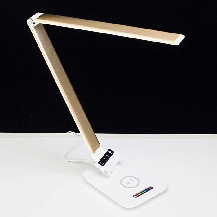 CL803012 Ньютон Бел-Золотой, RGB+USB+Qi Настольная лампа для школьников  CL803012