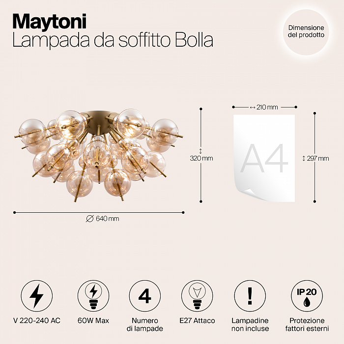 Светильник потолочная Maytoni MOD133CL-04BS