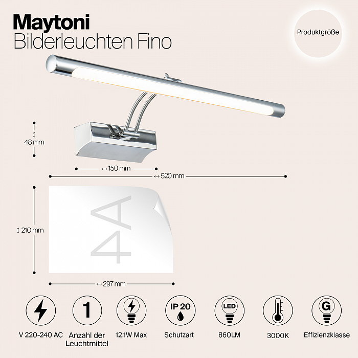 Интерьерная подсветка подсветка картины Maytoni MIR003WL-L12CH