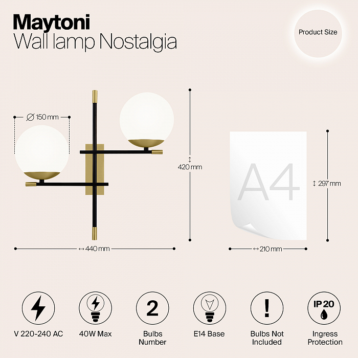 Бра на 1 лампу Maytoni MOD050WL-02G