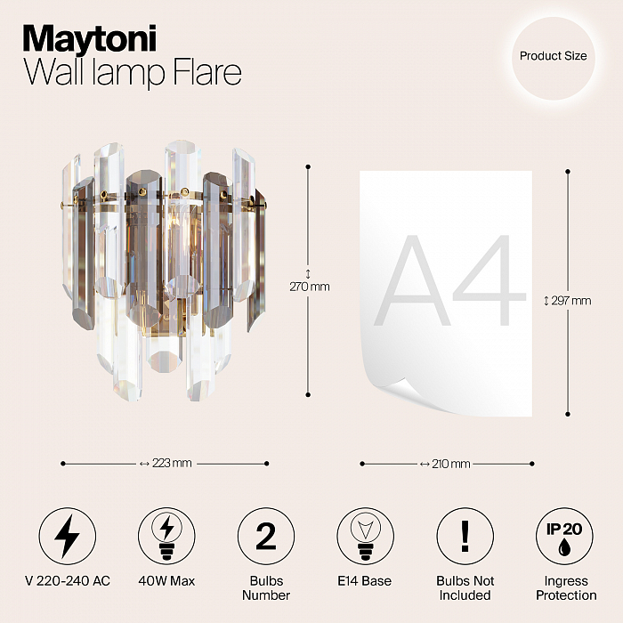 Бра на 2 лампы Maytoni DIA200WL-02G