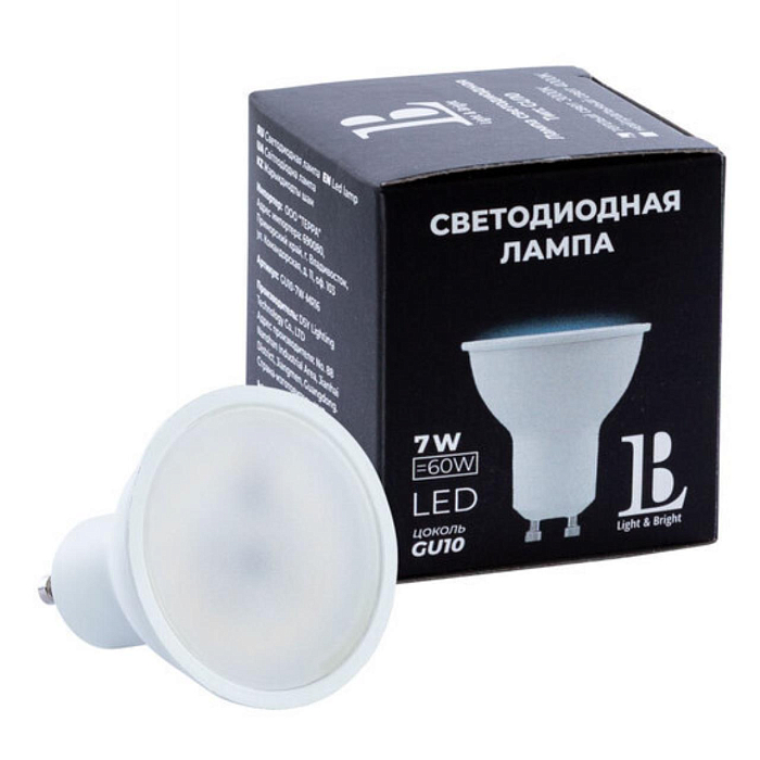 Лампочка светодиодная GU10 L&B GU10-7W-MR16-3000K_lb